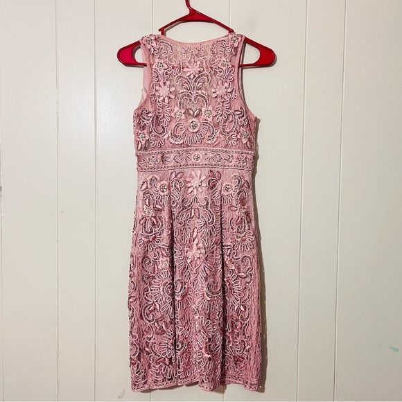 Sue Wong Pink Embellished Cocktail Dress Formal Beaded Sequin Size 0 - Picture 8 of 12